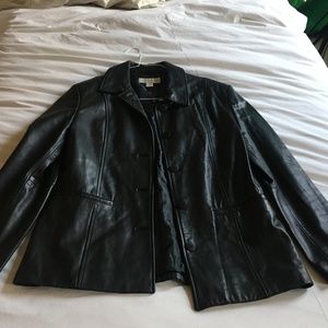 Petite Sophisticate Black Genuine Leather Jacket S